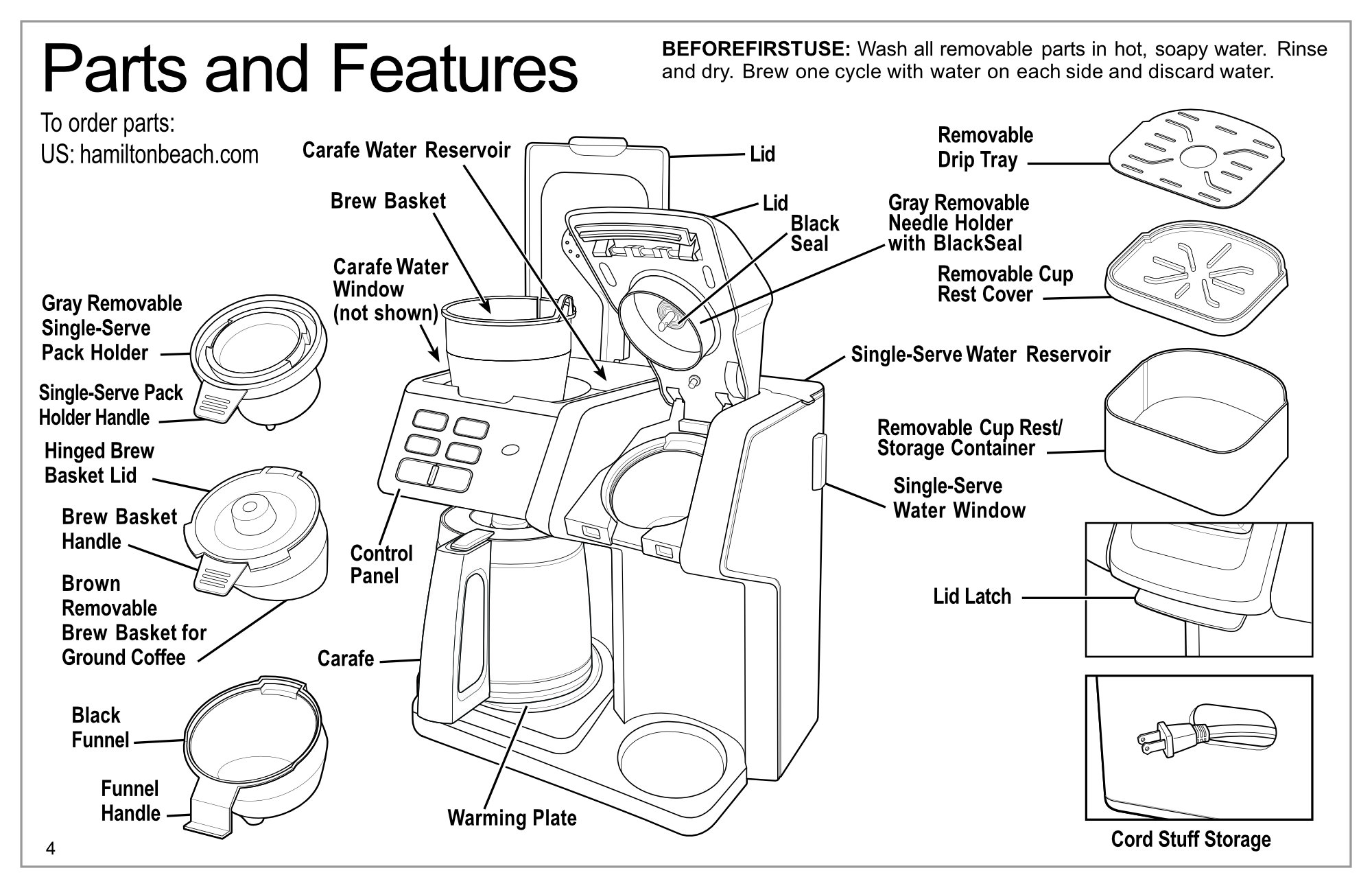 Hamilton Beach FlexBrew CoffeeMaker Parts Diagram