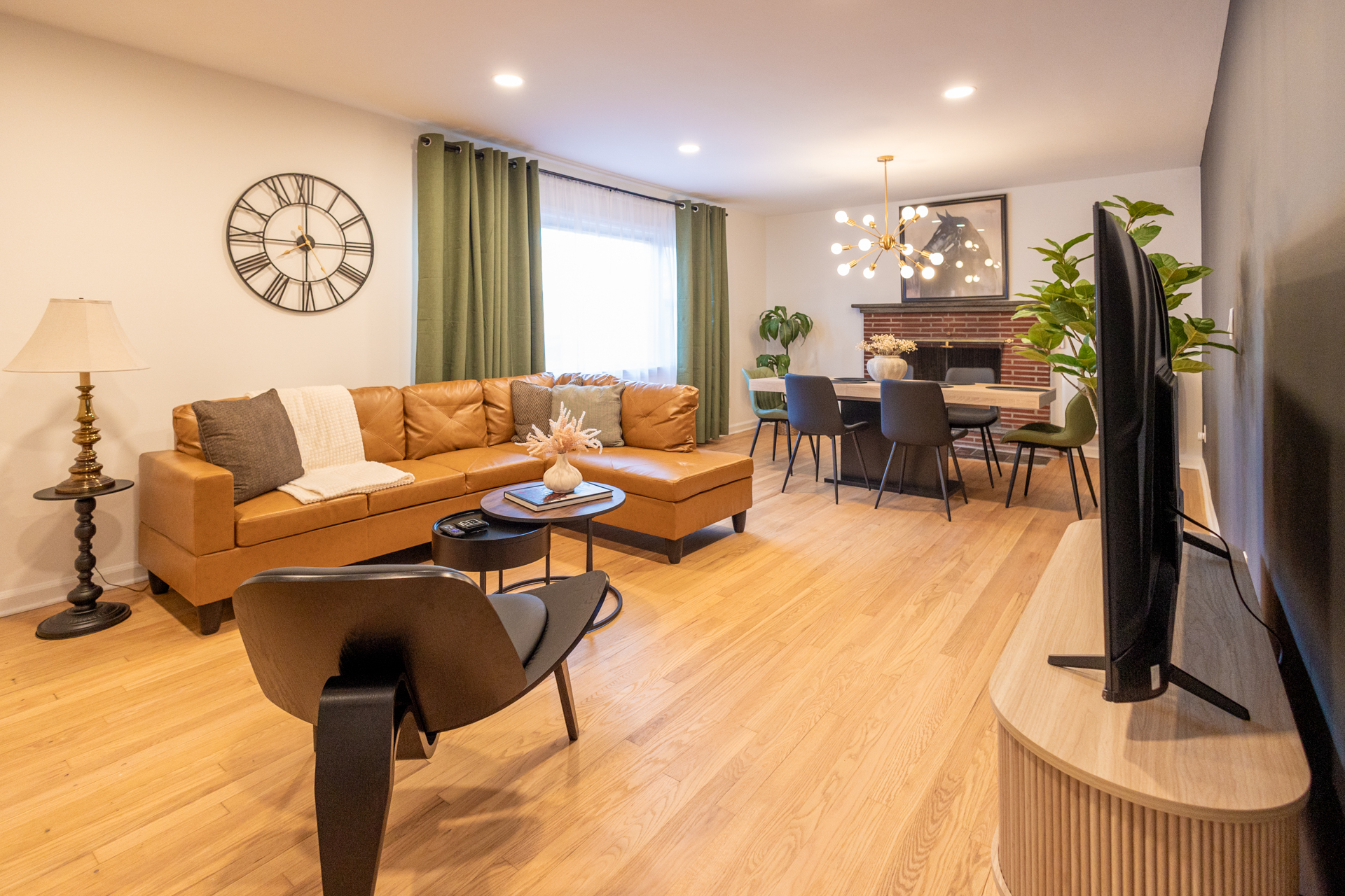 Comfortable sofa with throw pillows in the living area.